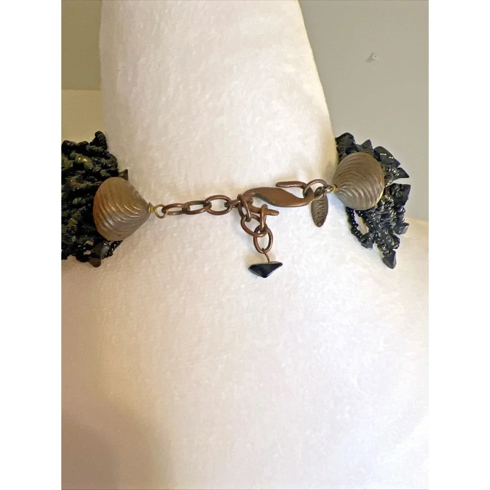 Manouk Statement Beaded Choker Necklace Black - Picture 4 of 5